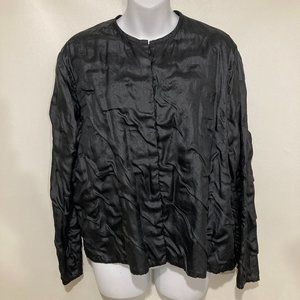 Eileen Fisher S Black Dbl Layer Silk Tussah Jacket